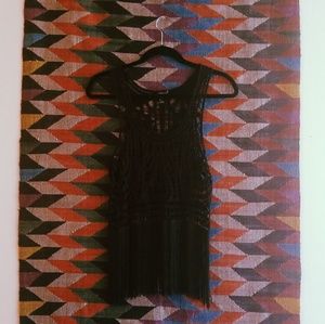 Forever 21 Black Crochet Crop Top w/ bottom fringe